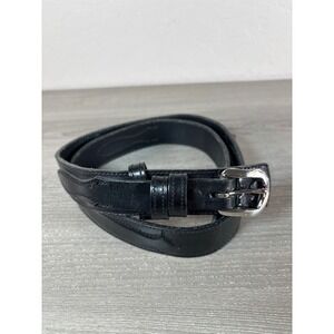 Nocona Belt Co Womens Black Leather Western Belt Made in USA Silver Buckle 32